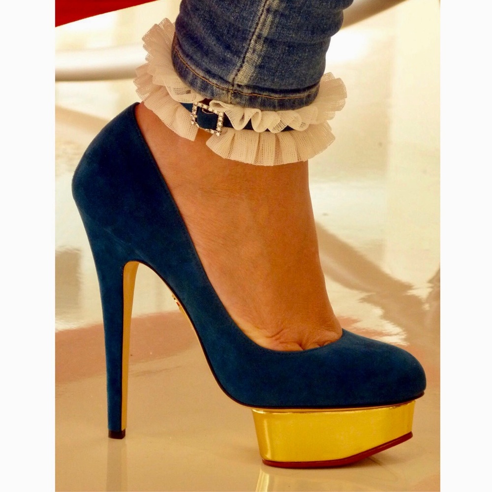 Charlotte Olympia Suede Platform Pump, GREY